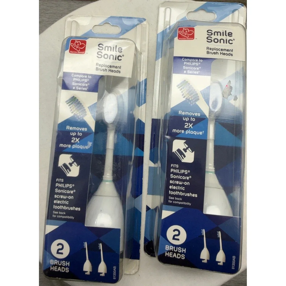 2pks Harris Teeter Smile Sonic Replace Brush Heads Fits Philips Sonicare eSeries